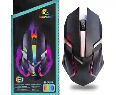 Mouse Gamer Óptico M20 Yelandar Con Luz Rgb, Cable Usb De 1.5m, 3000 Dpi Y Diseño Ergonómico Ideal Para Gamers Y Home Office