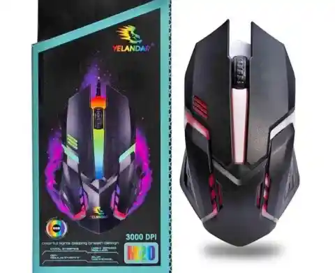 Mouse Gamer Óptico M20 Yelandar Con Luz Rgb, Cable Usb De 1.5m, 3000 Dpi Y Diseño Ergonómico Ideal Para Gamers Y Home Office