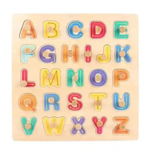 Juego Didáctico Encajable Del Alfabeto En Madera Para Niños