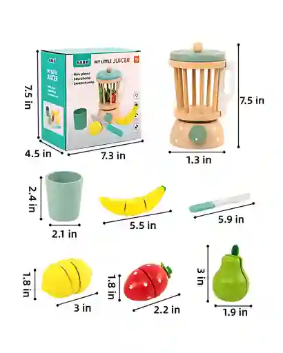 Set De Juguete De Licuadora Y Frutas
