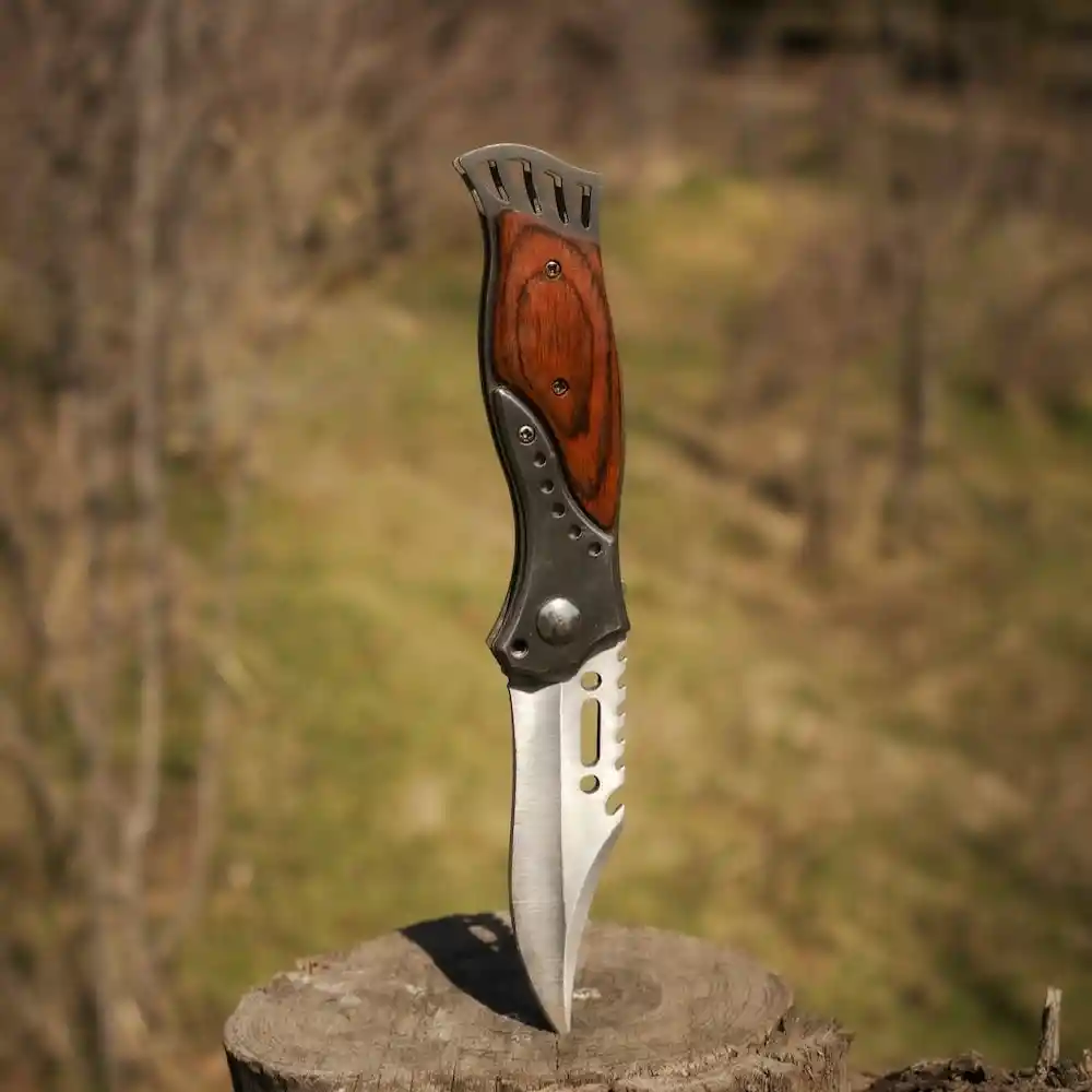Navaja Automatica De Supervivencia Color Madera