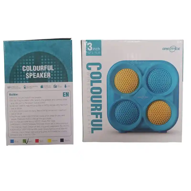 Parlante Bluetooth Greatnice Gts-1836 Colorido, Compacto Y Con Excelente Sonido