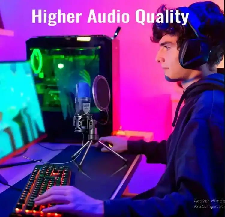 Micrófono Profesional Usb Condensador Sf-666r Con Iluminación Rgb, Soporte Estable, Filtro Antipop Y Plug & Play Para Gamers Y Streamers