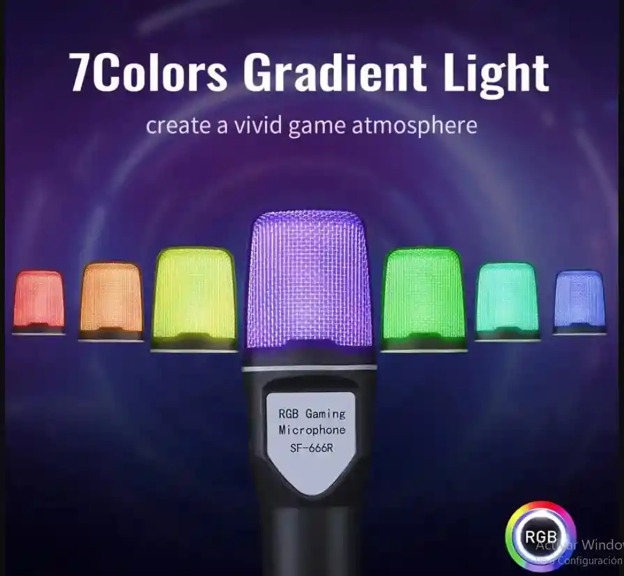 Micrófono Profesional Usb Condensador Sf-666r Con Iluminación Rgb, Soporte Estable, Filtro Antipop Y Plug & Play Para Gamers Y Streamers