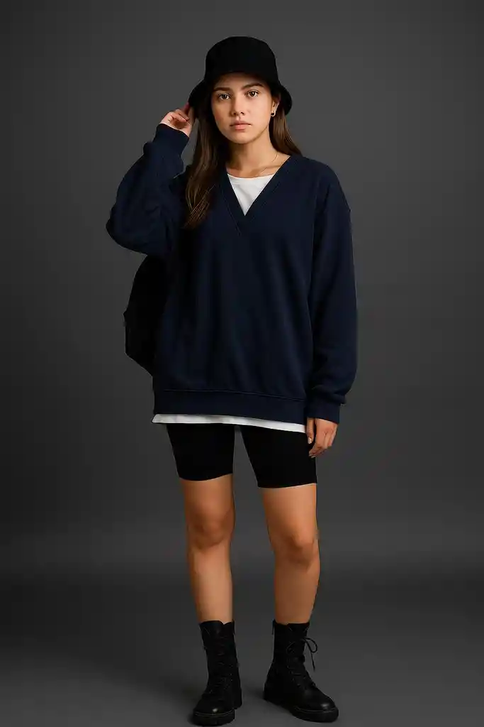 Sudadera Oversize Azul Noche Urbano