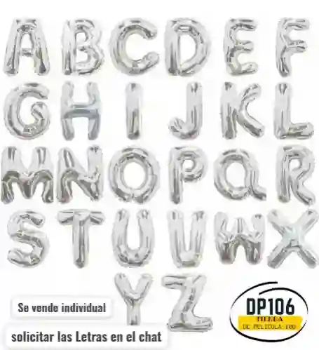 Globos De Letras Plata X 1 Und