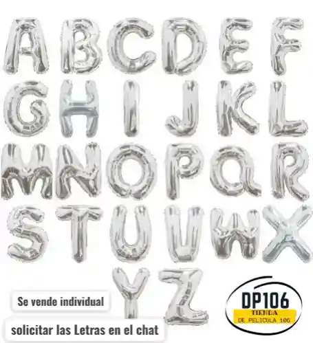 Globos De Letras Plata X 1 Und