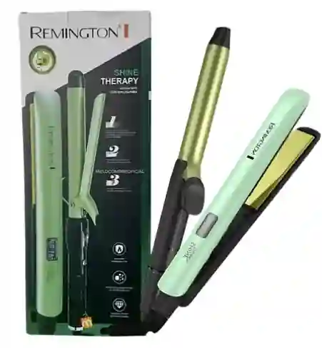 Plancha + Rizador Therapy Shine Aguacate Remington