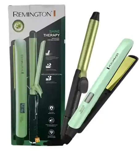 Plancha + Rizador Therapy Shine Aguacate Remington