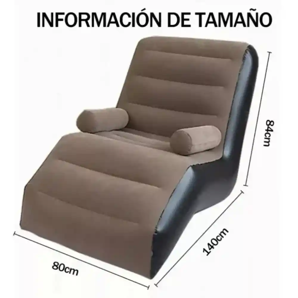 Sofa Sillon Inflable Portatil Con Reposa Brazo Y Bomba Inflador Beige