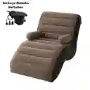 Sofa Sillon Inflable Portatil Con Reposa Brazo Y Bomba Inflador Beige