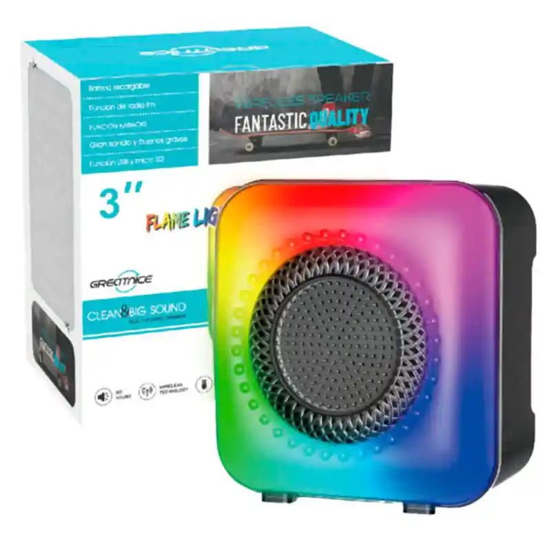 Parlante Bluetooth Greatnice Gts-1373 Con Luces Led Multicolor Y Radio Fm
