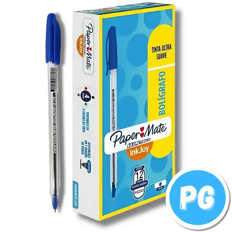 Caja Esfero Paper Mate Kilometrico Ink Joy 100 X12 Unds Azul Rey