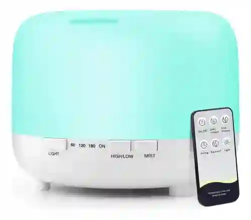 Humidificador Difusor De Aroma Grande 1000ml Con 7 Tonos Luz Led, Blanco Incluye 1 Esencia Hidrosoluble