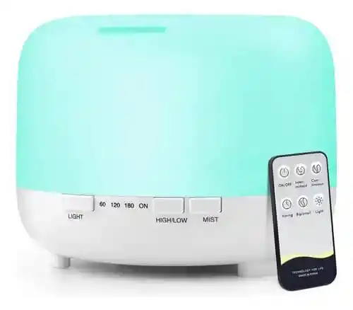 Humidificador Difusor De Aroma Grande 1000ml Con 7 Tonos Luz Led, Blanco Incluye 1 Esencia Hidrosoluble