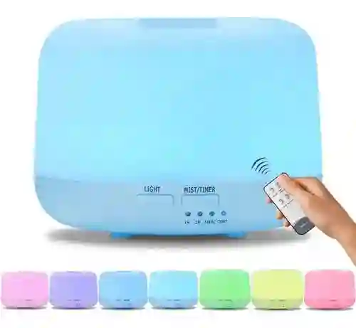 Humidificador Difusor De Aroma Grande 1000ml Con 7 Tonos Luz Led, Blanco Incluye 1 Esencia Hidrosoluble