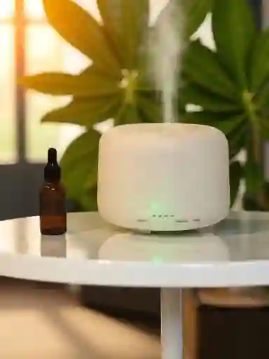Humidificador Difusor De Aroma Grande 1000ml Con 7 Tonos Luz Led, Blanco Incluye 1 Esencia Hidrosoluble