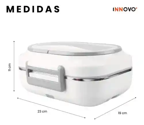 Lonchera Eléctrica Térmica 1.5l Cargador Para Carro Y Toma Corriente Calienta Comidas Portátil