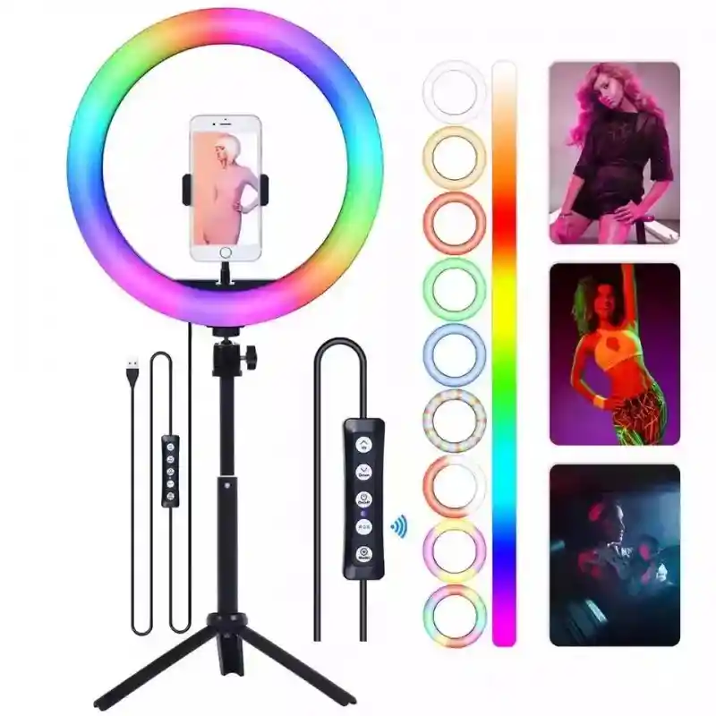 Aro De Luz Rgb De 33 Cm + Tripode 2mts