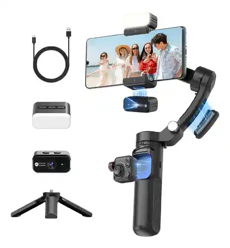 Gymbal Estabilizador Con Ai Seguimiento Luz Con 3 Ejes Robotico Bluetooth Microfono Tokoy Pro