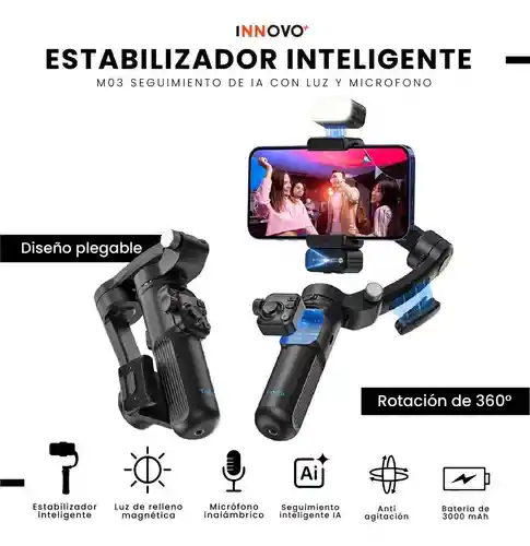 Gymbal Estabilizador Con Ai Seguimiento Luz Con 3 Ejes Robotico Bluetooth Microfono Tokoy Pro