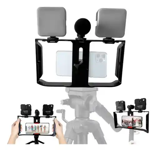 Soporte Profesional Making Crear Contenido Micrófono Luz Led Rgb Estabilizador Ideal Tiktok Youtube Instagram