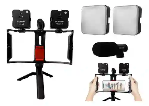 Soporte Profesional Making Crear Contenido Micrófono Luz Led Rgb Estabilizador Ideal Tiktok Youtube Instagram
