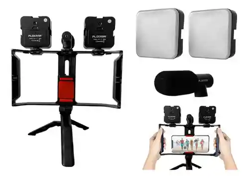 Soporte Profesional Making Crear Contenido Micrófono Luz Led Rgb Estabilizador Ideal Tiktok Youtube Instagram