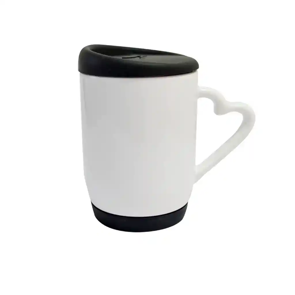 Mug Tapa Y Base De Silicona Para Sublimacion Negro