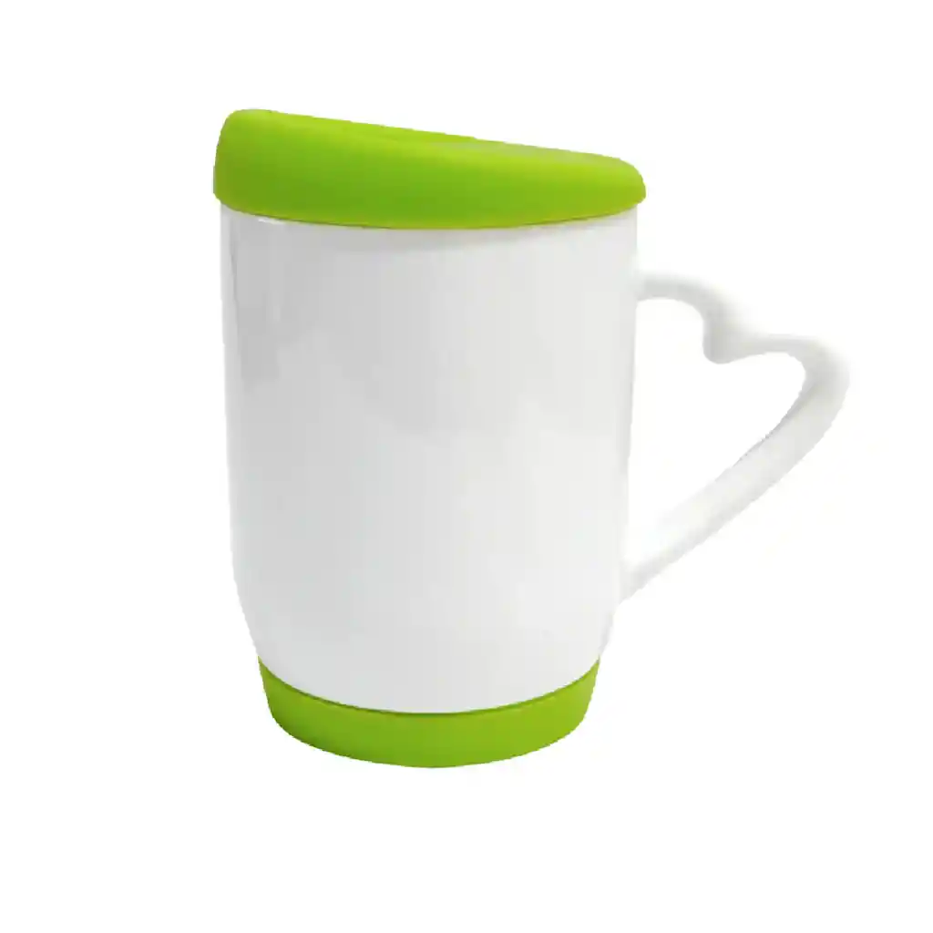 Mug Tapa Y Base De Silicona Para Sublimacion Verde Limon