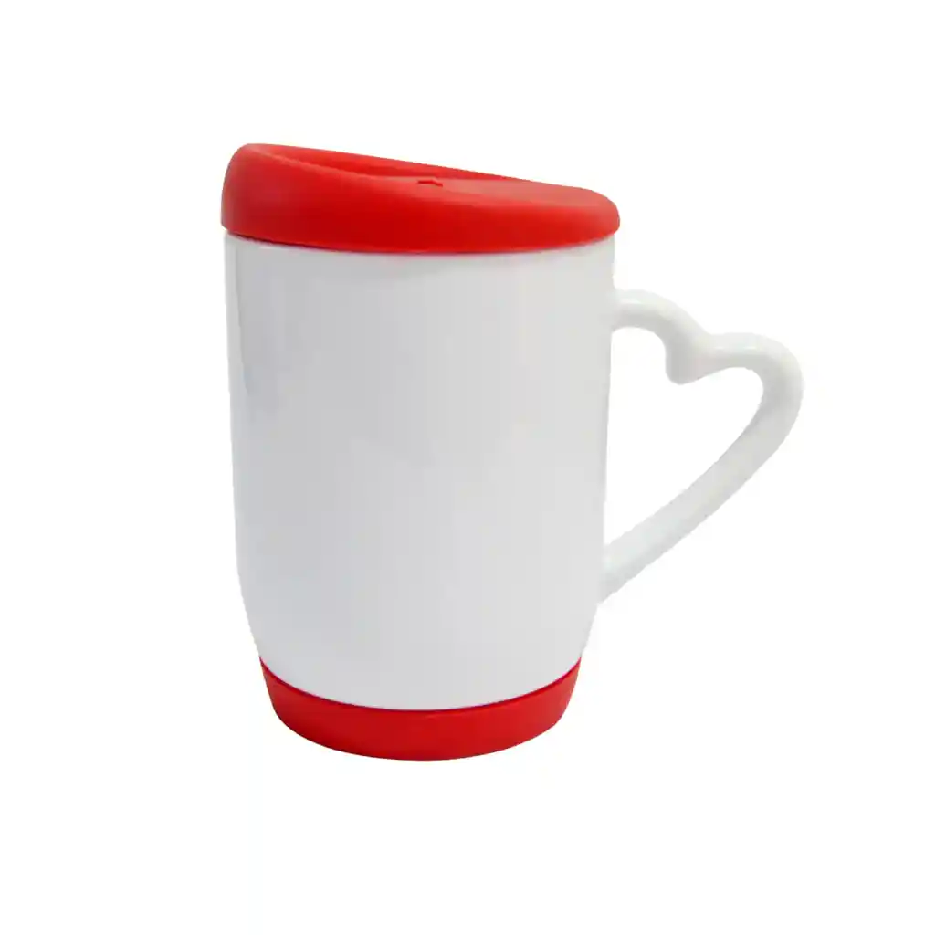 Mug Tapa Y Base De Silicona Para Sublimacion Rojo