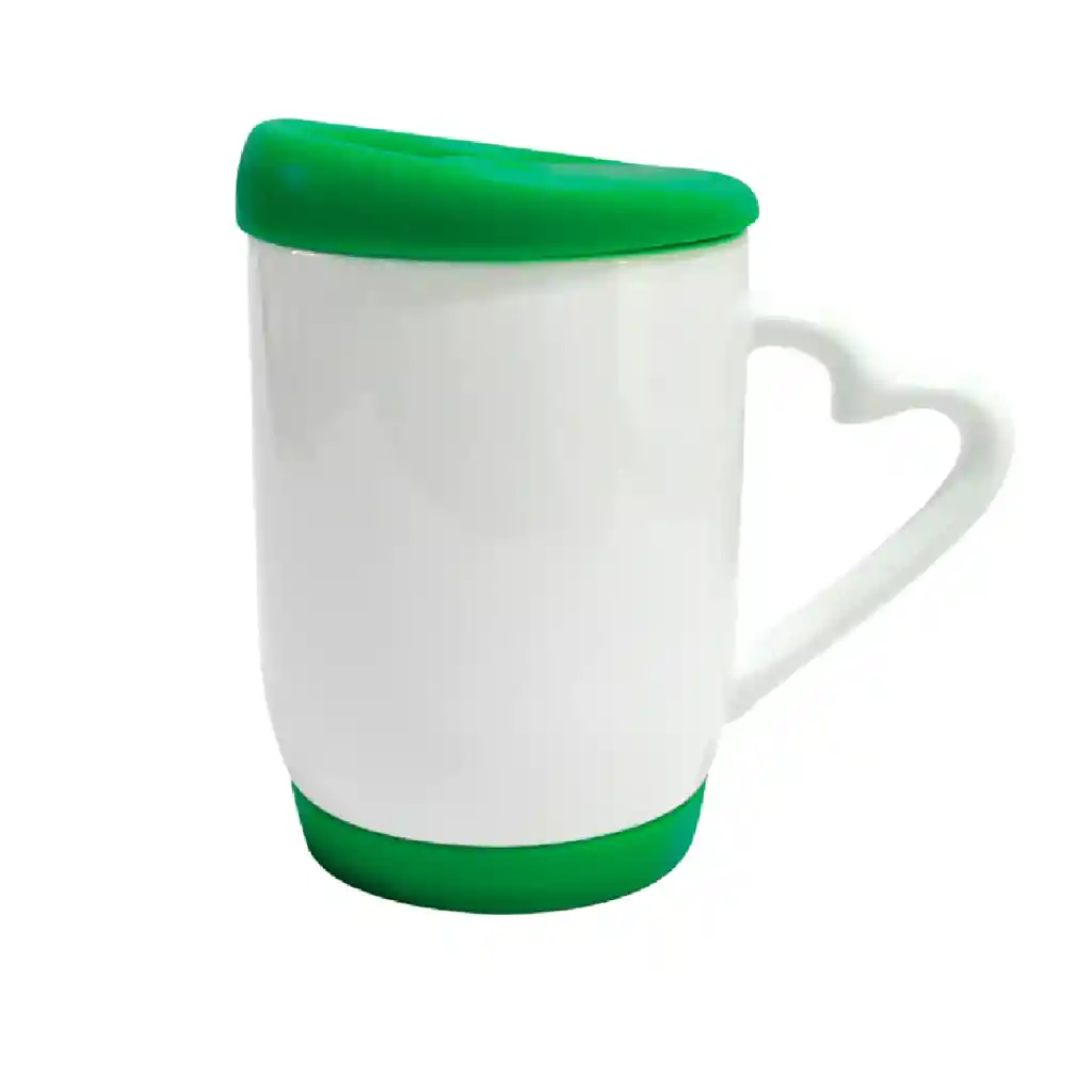 Mug Tapa Y Base De Silicona Para Sublimacion Verde Oscuro