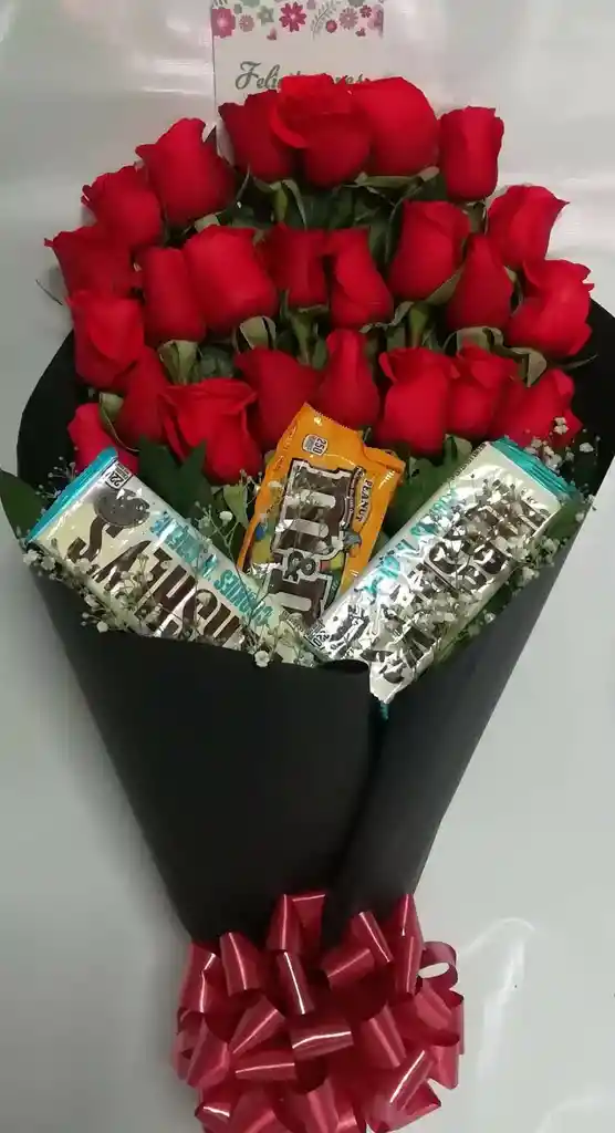 Bouquet/24 Rosas/3 Chocolates