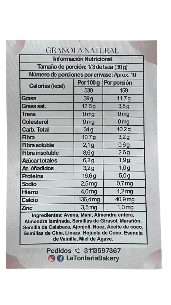 Granola Endulzada Con Miel De Agave