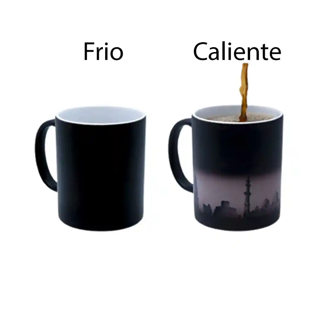 Mug Magico Termico Negro 11 Onzas Para Sublimacion