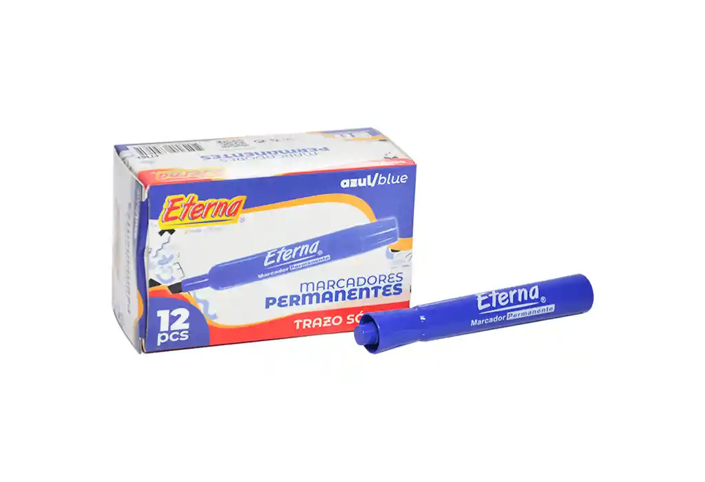 Marcador Permanente Punta Gruesa Color Azul Marca Eterna