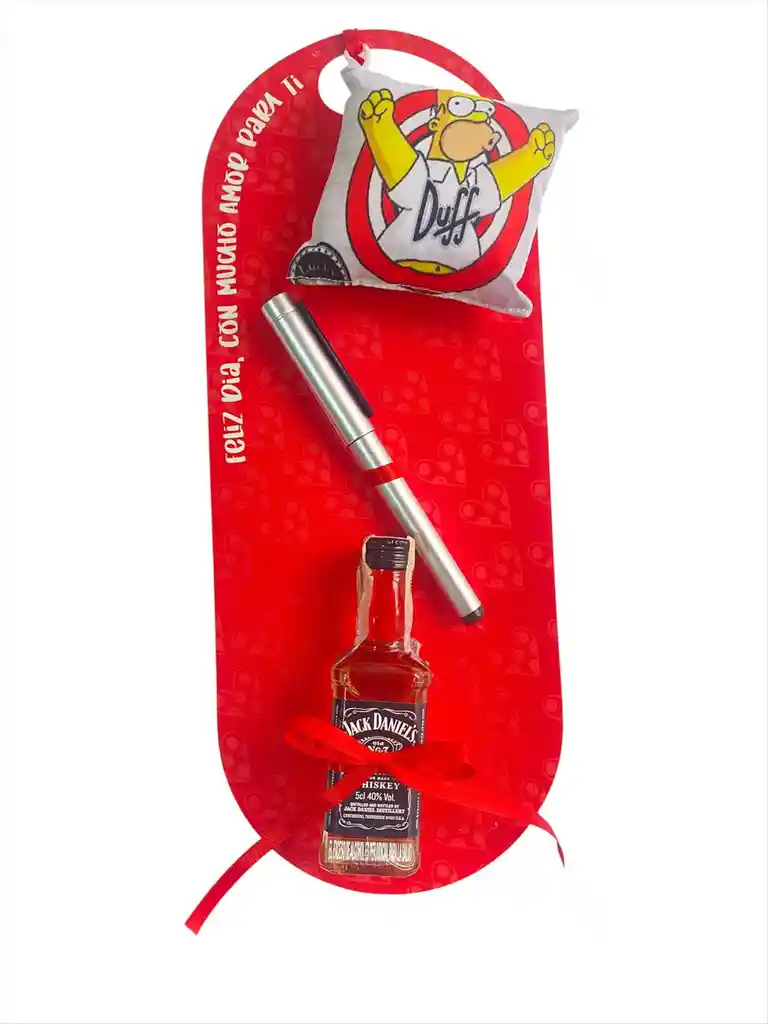 Regalo Amor Y Amistad Especial Homero Con Jack Daniels Y Esfero