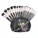 Kit 18 Brochas Profesionales Mármol Negro Trendy