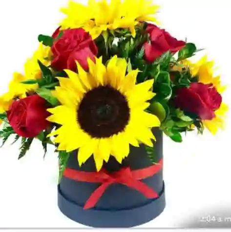 Caja Cuadrada/6 Girasoles/6rosas.