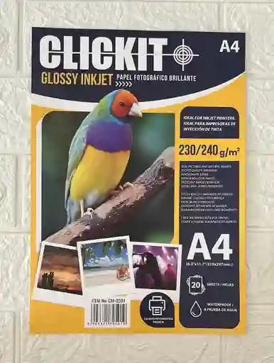 Papel Fotografico Clickit 230/240g Unidad