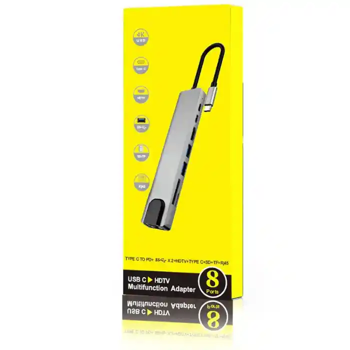 Adaptador Hub Usb-c 8 En 1 Multipuerto Aluminio Usb 3.0 Hdmi