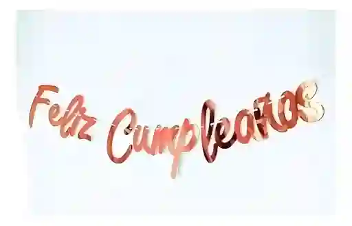 Feliz Cumpleaños Guirnalda Cursivo En Carton Oro Rosa