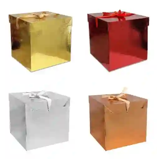 Caja De Regalo Holograma Con Moño 15x15x15cm