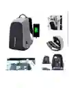 Morral Mochila Bolso Antirrobo Con Cargador Impermeable Gris