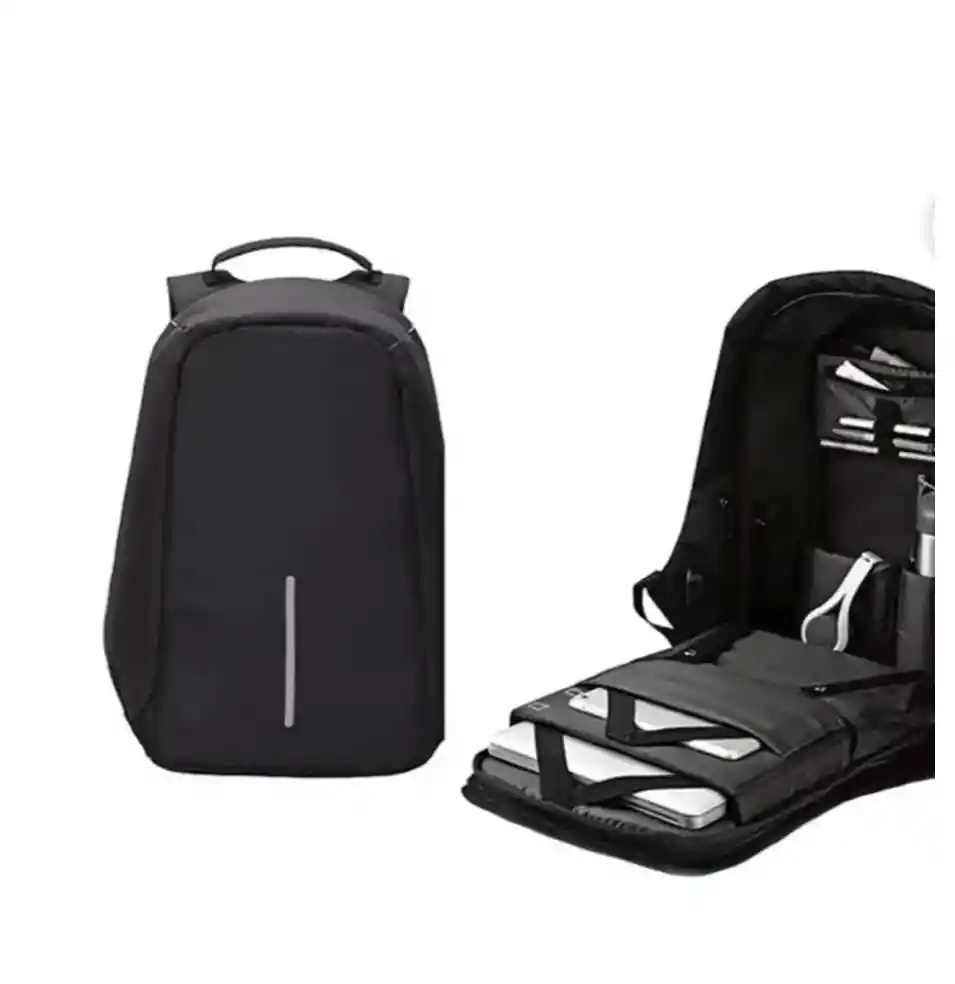 Morral Mochila Bolso Antirrobo Con Cargador Impermeable Negro