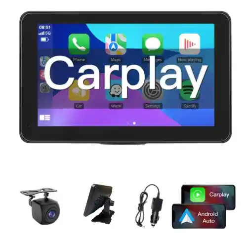 Pantalla Portátil Hd Carplay De 7 Pulgadas, Vista Trasera Inversa, Navegación De Coche Para Conexión Usb Bluetooth