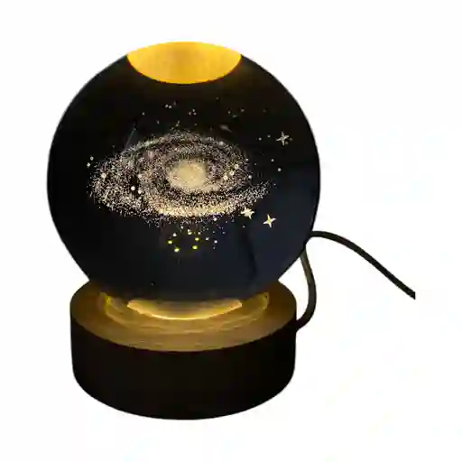 Lampara Esfera 3d Cristal Galaxias + Base De 8cm