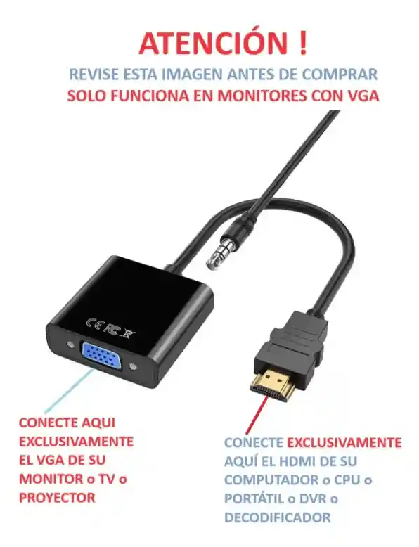 Adaptador Convertidor Cable Hdmi A Vga 1080p