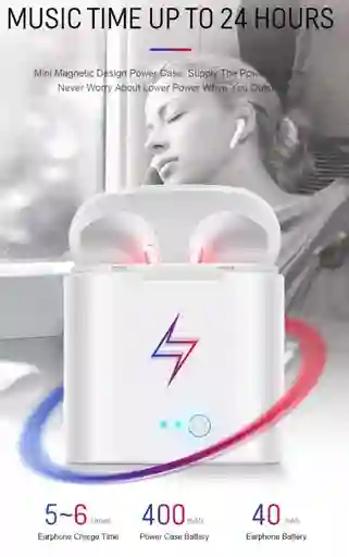 Auriculares Tws I7s Bluetooth 5.0 Con Micrófono, Caja Carga Y Diseño Deportivo Cualquier Smartphone