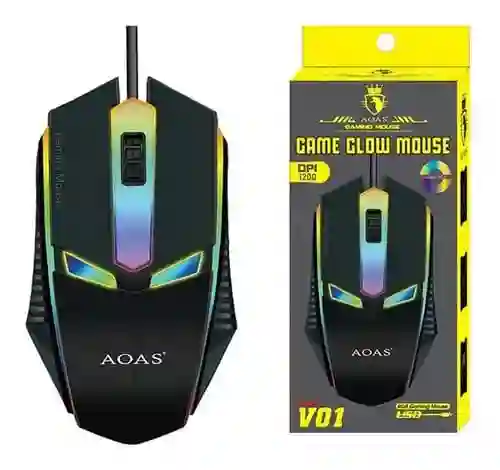 Mouse Gaming Usb Aoas V01 1200 Dpi Luces Rgb Gamer